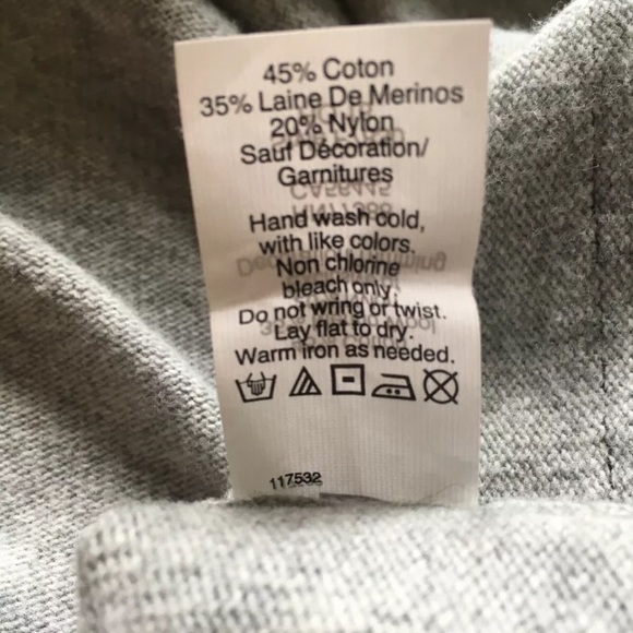 J Crew Sz L Wool Blend Gray Sweater Black Lace - Picture 8 of 8